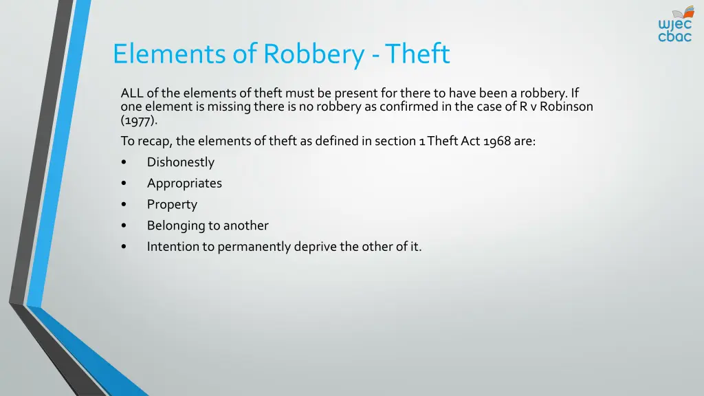 elements of robbery theft