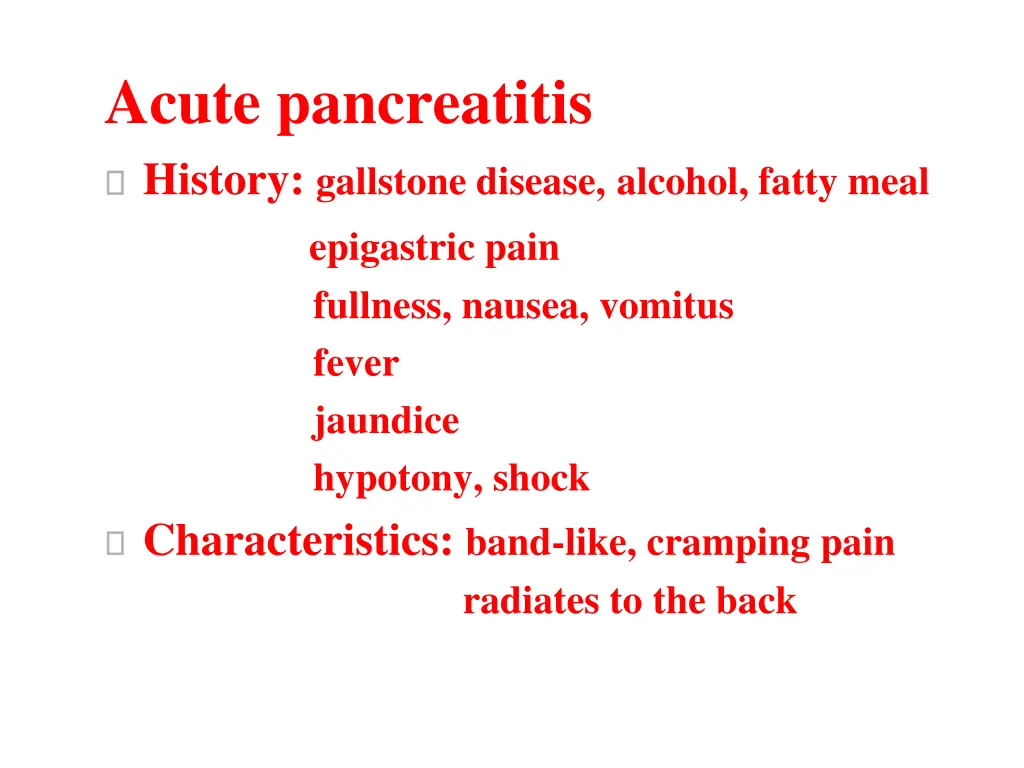 acute pancreatitis history gallstone disease