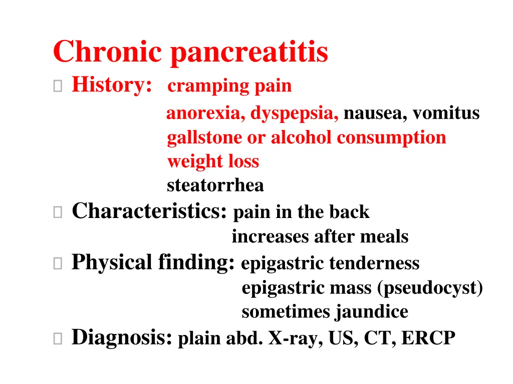 chronic pancreatitis history cramping pain