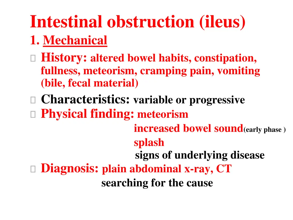 intestinal obstruction ileus 1 mechanical history