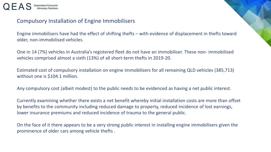 compulsory installation of engine immobilisers