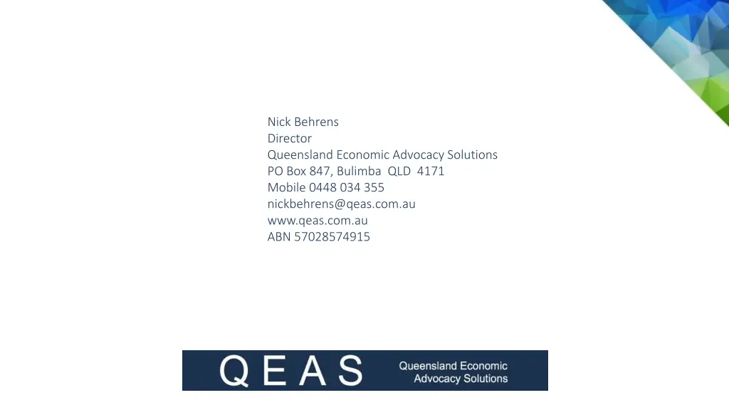 nick behrens director queensland economic