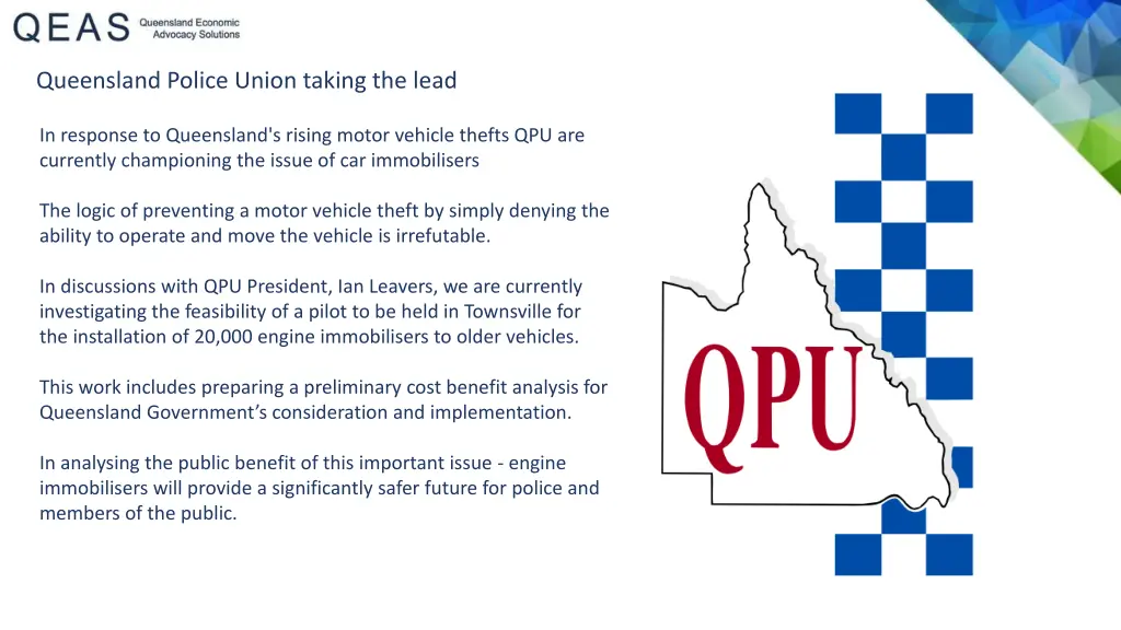 queensland police union taking the lead