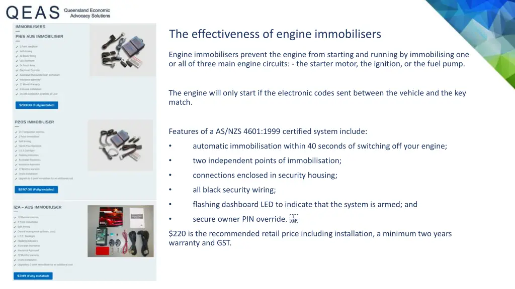 the effectiveness of engine immobilisers