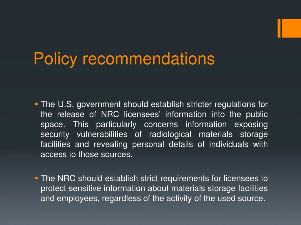 policy recommendations