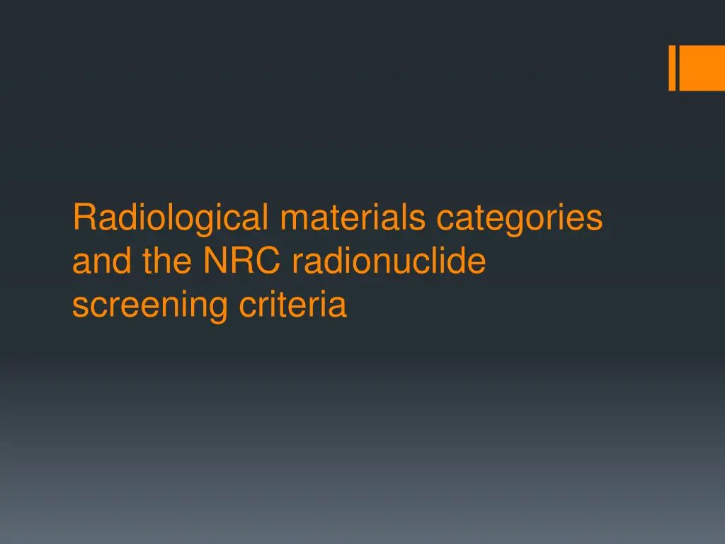 radiological materials categories