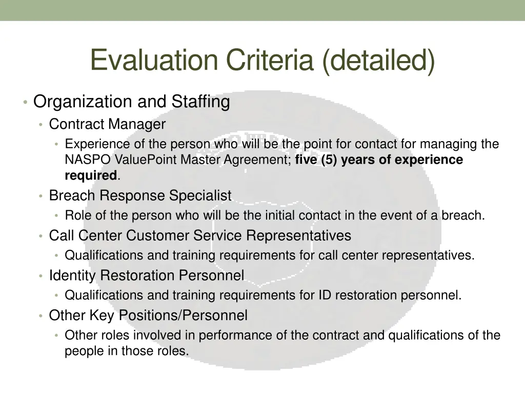 evaluation criteria detailed 1