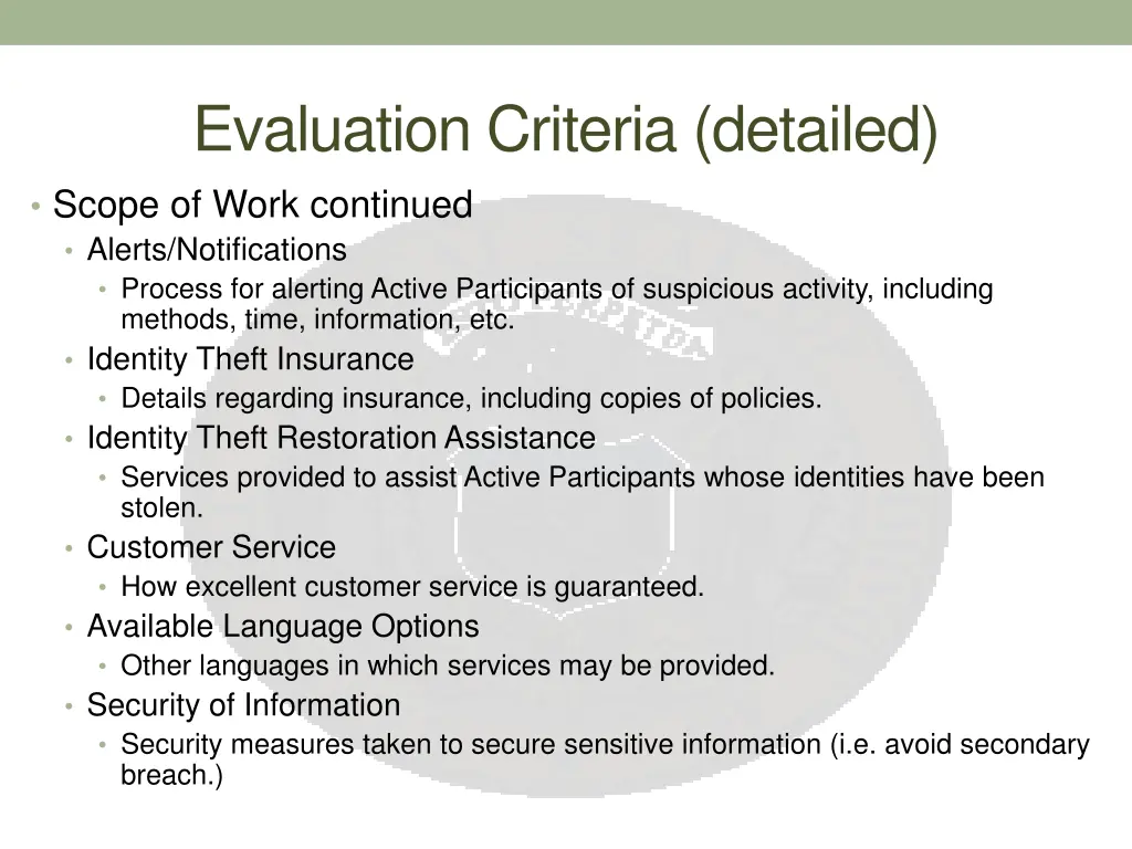 evaluation criteria detailed 3