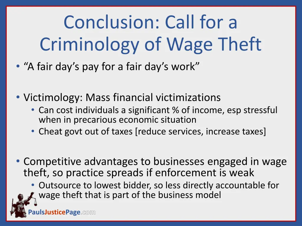 conclusion call for a criminology of wage theft