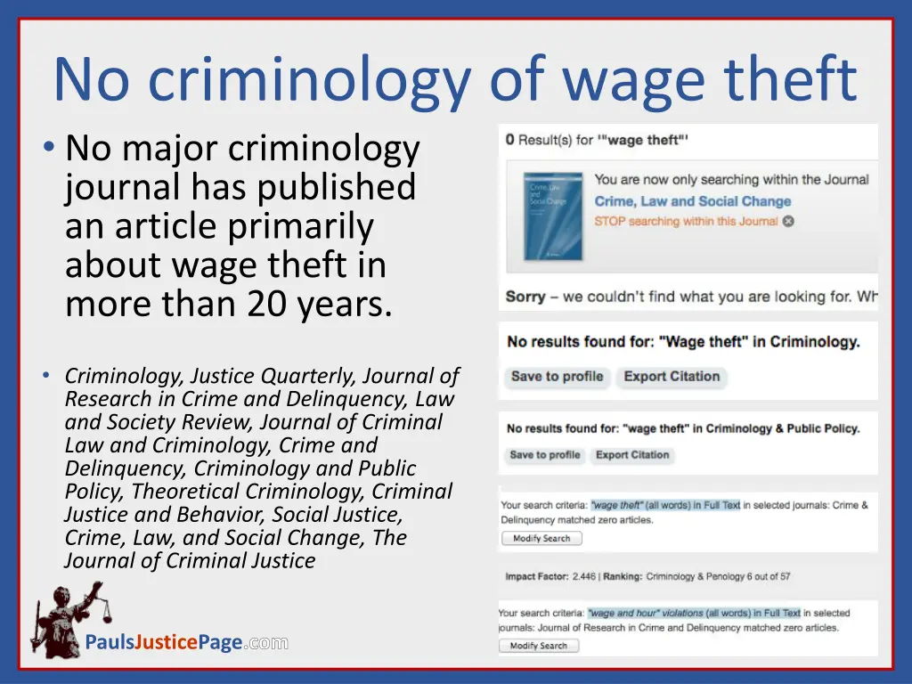 no criminology of wage theft no major criminology