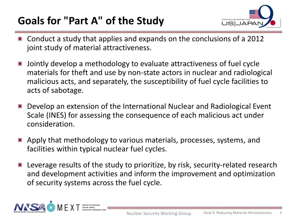 goals for part a of the study