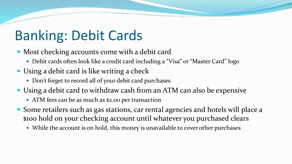 banking debit cards