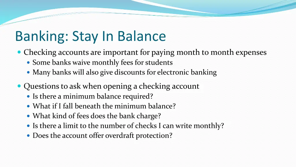 banking stay in balance checking accounts