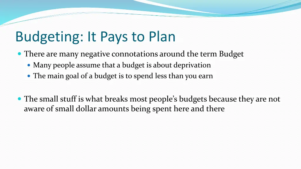 budgeting it pays to plan