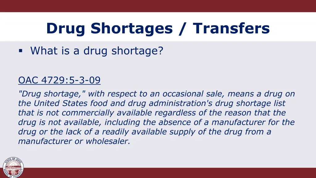 drug shortages transfers 2