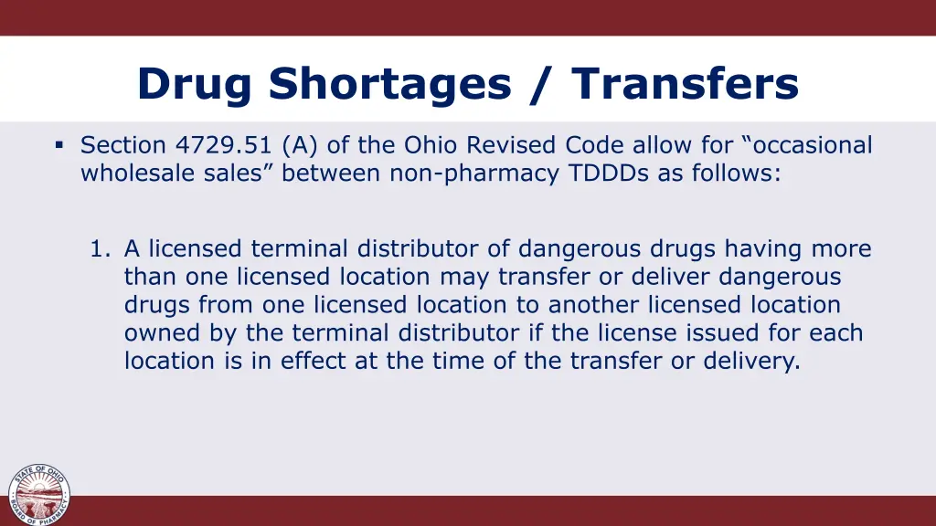 drug shortages transfers