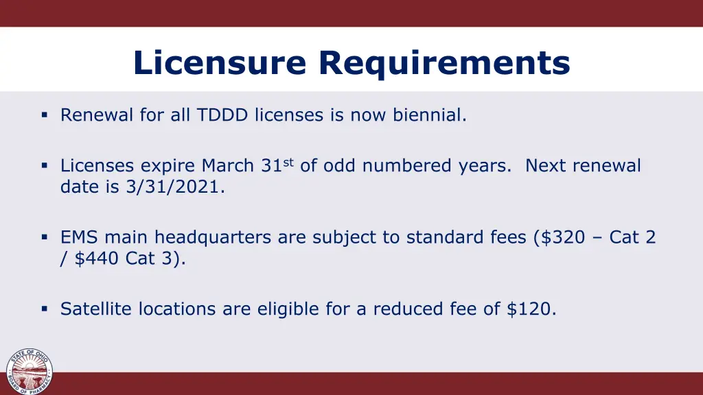 licensure requirements 1