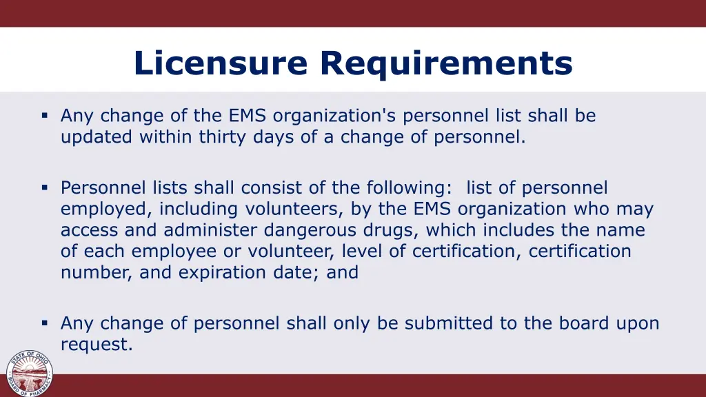 licensure requirements 5