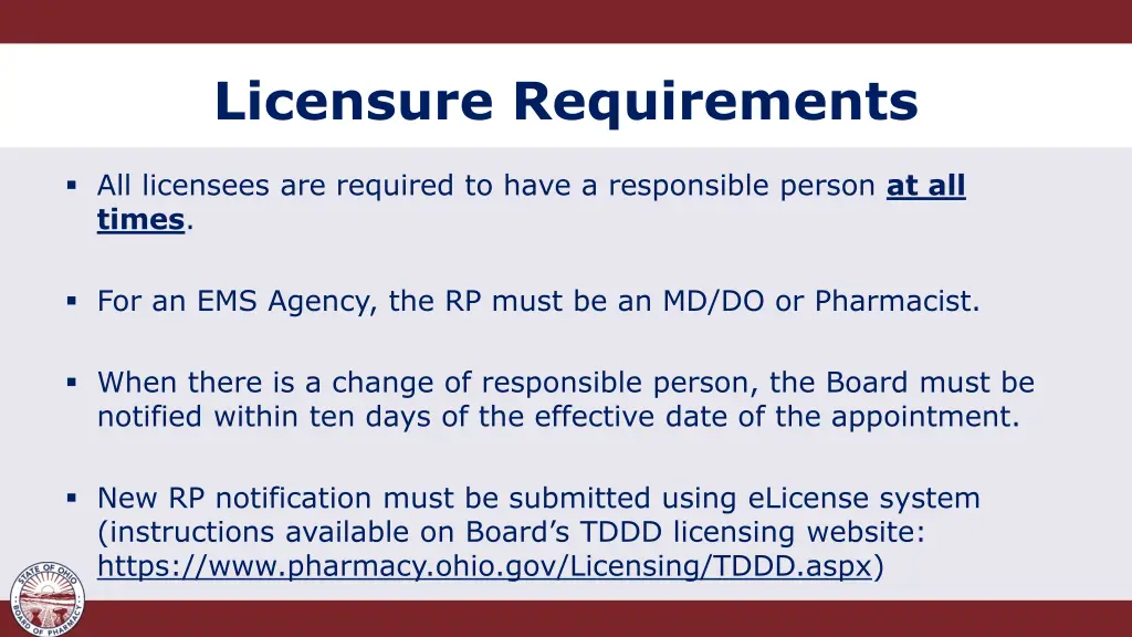 licensure requirements