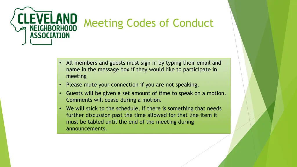 meeting codes of conduct