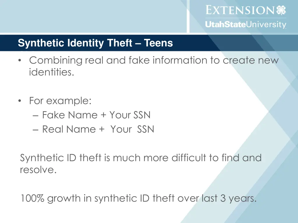 synthetic identity theft teens chi combining real