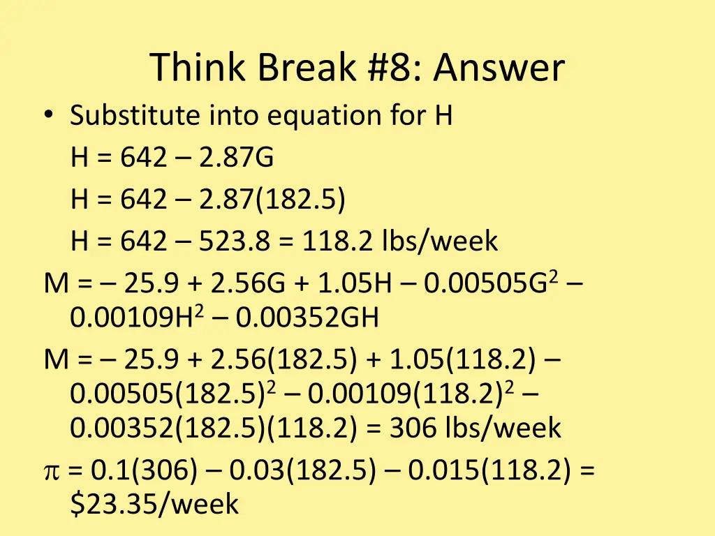 think break 8 answer substitute into equation