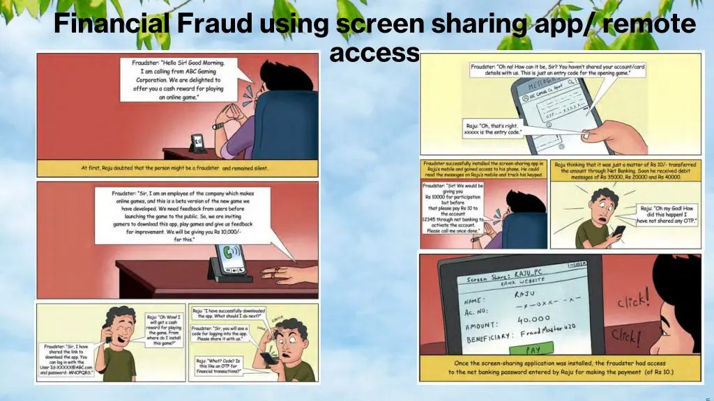 financial fraud using screen sharing app remote