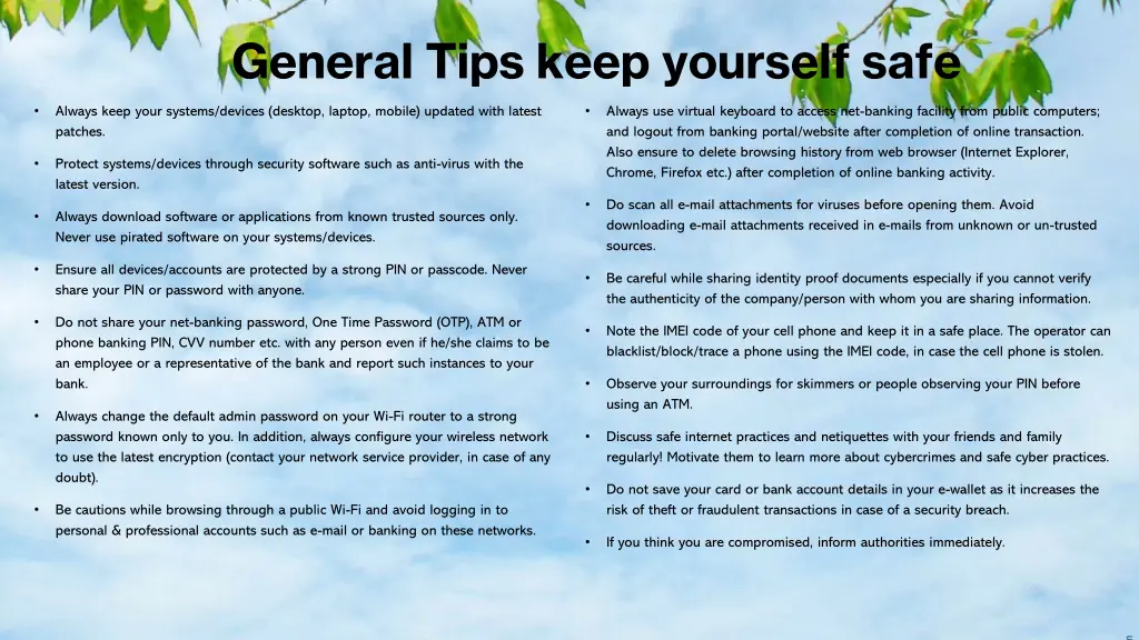 general tips keep yourself safe