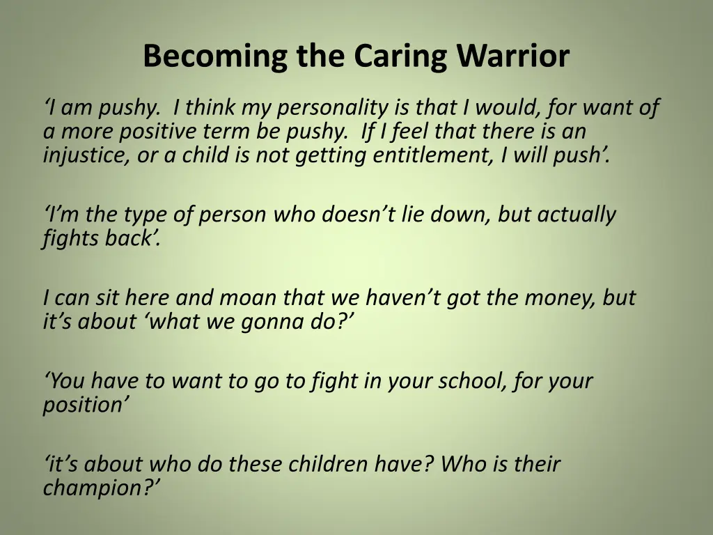 becoming the caring warrior