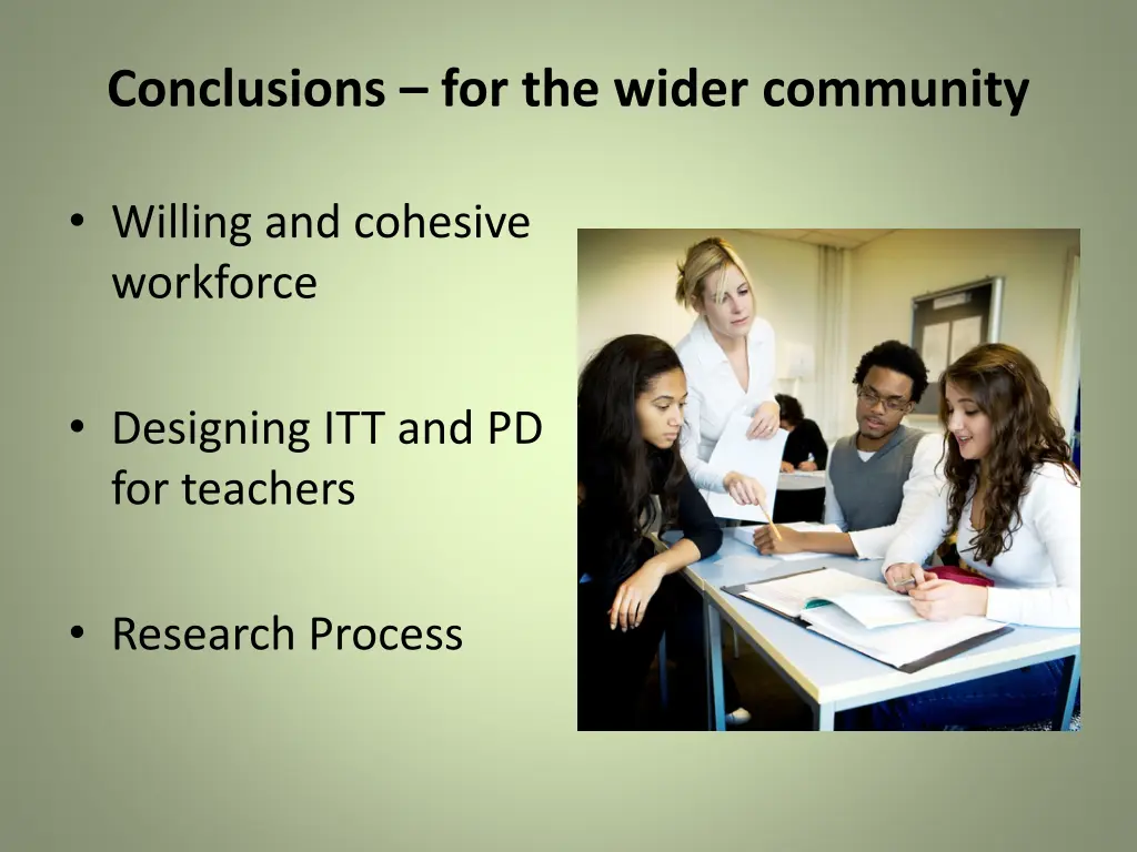 conclusions for the wider community