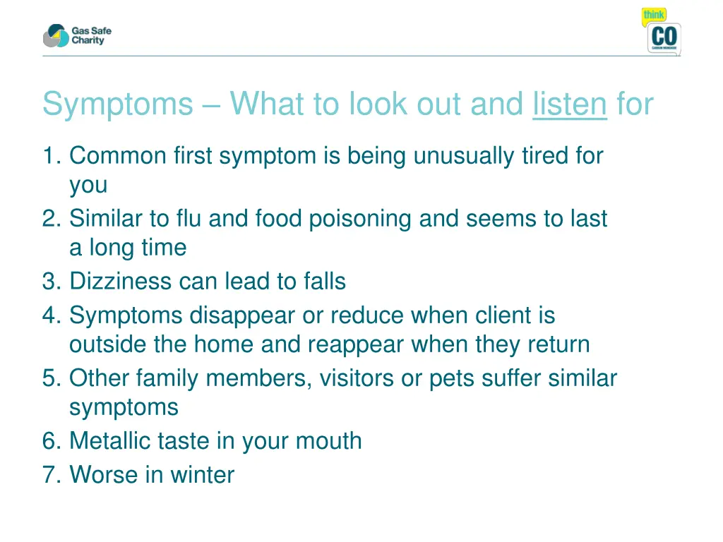 symptoms what to look out and listen for