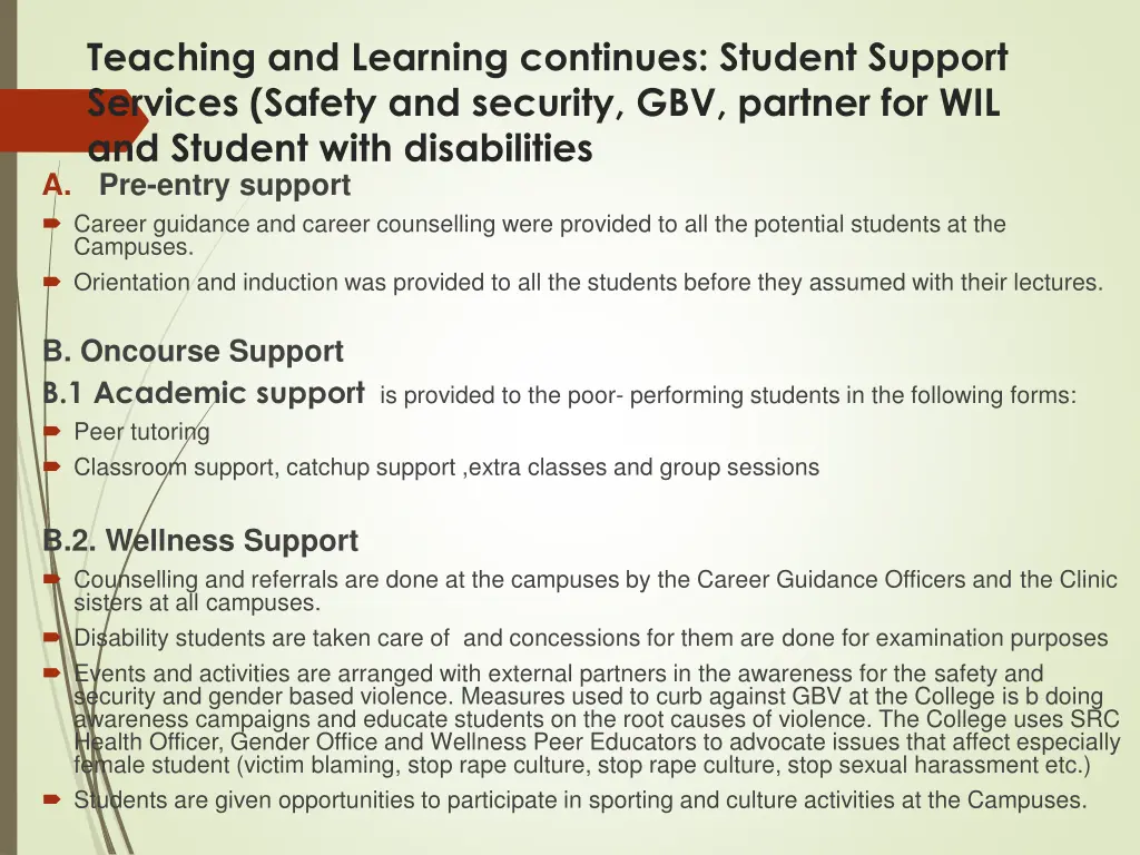 teaching and learning continues student support