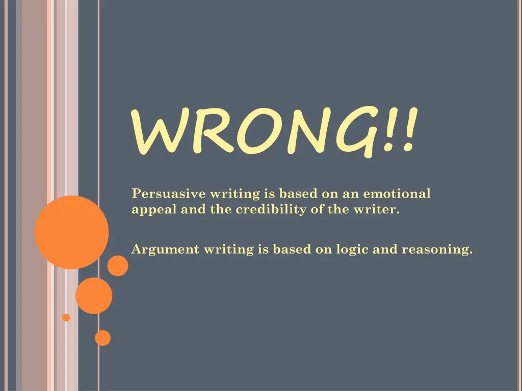 wrong persuasive writing is based on an emotional