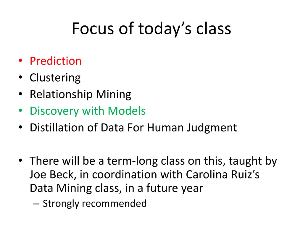 focus of today s class