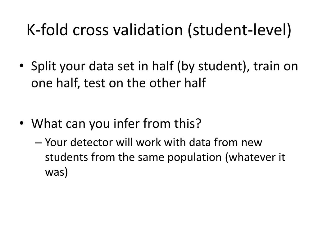 k fold cross validation student level 1