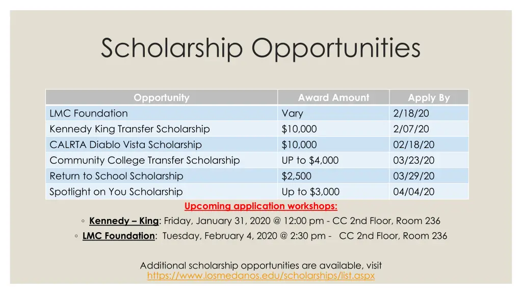 scholarship opportunities