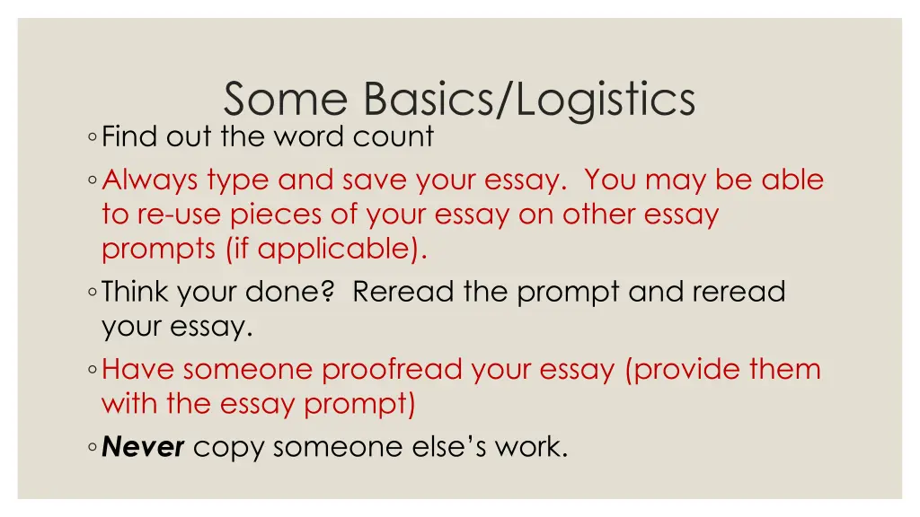 some basics logistics find out the word count