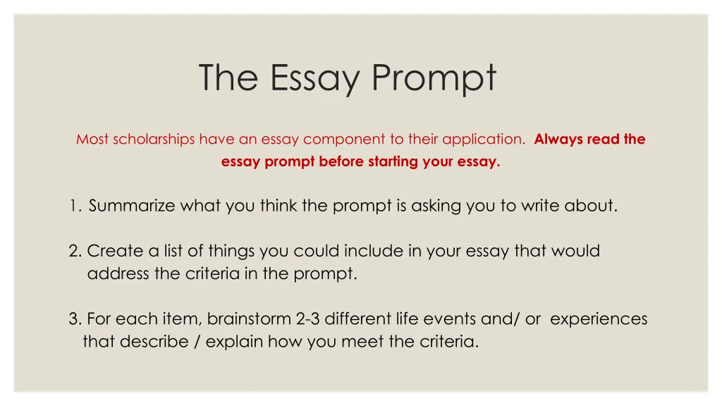 the essay prompt