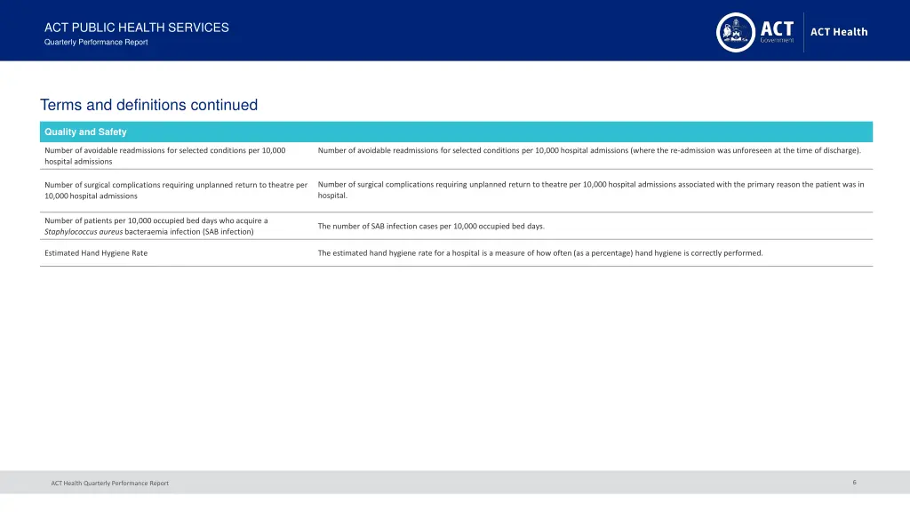 act public health services quarterly performance 5