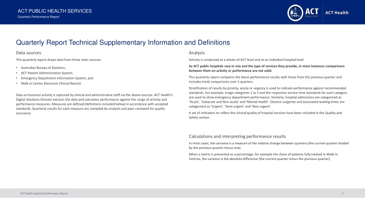 act public health services quarterly performance