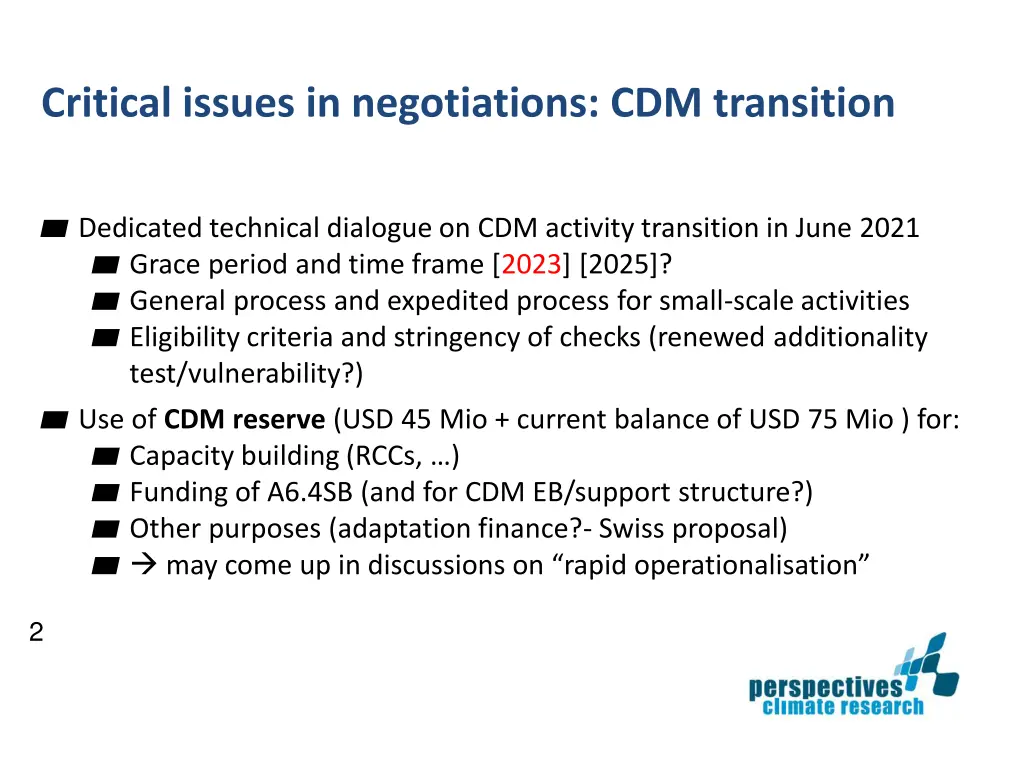 critical issues in negotiations cdm transition