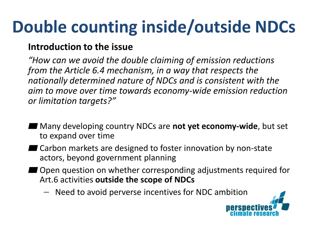 double counting inside outside ndcs introduction