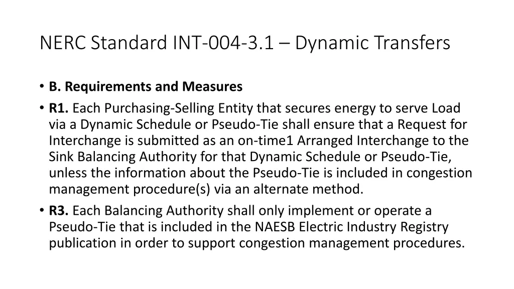 nerc standard int 004 3 1 dynamic transfers