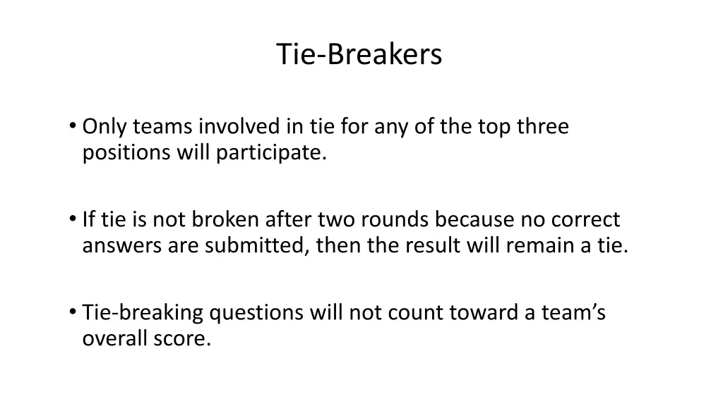 tie breakers