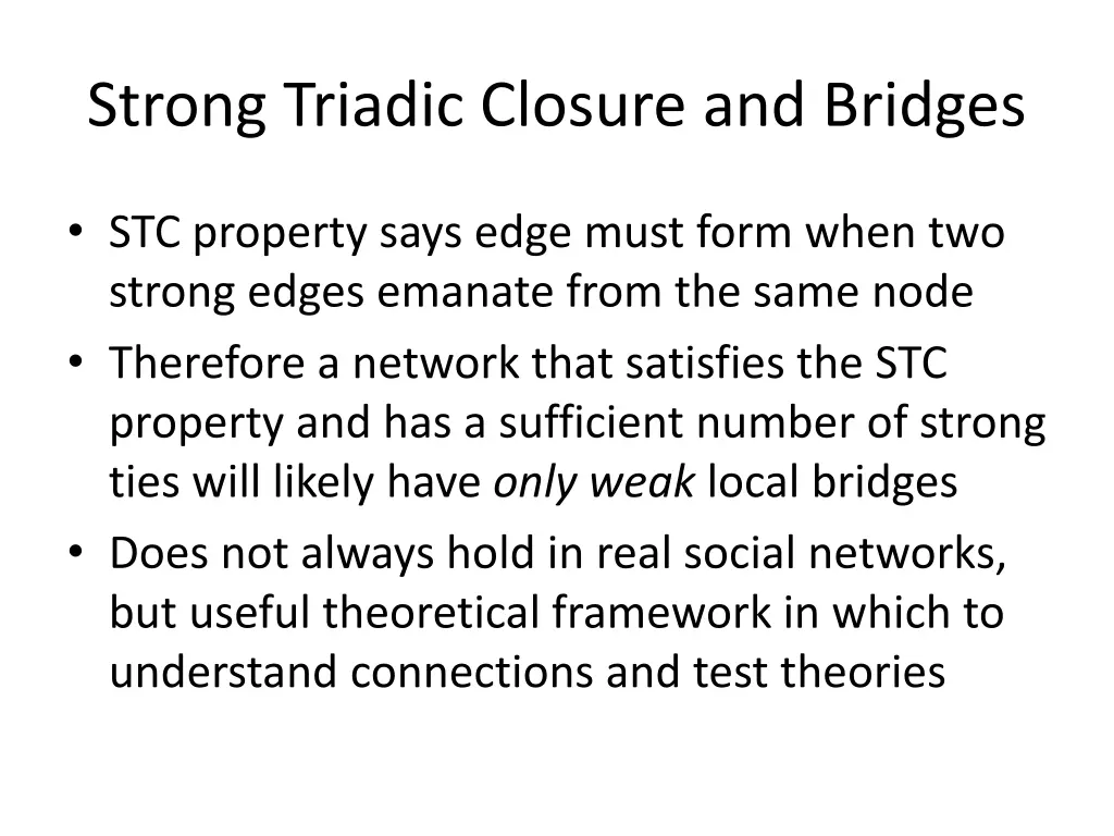 strong triadic closure and bridges 1