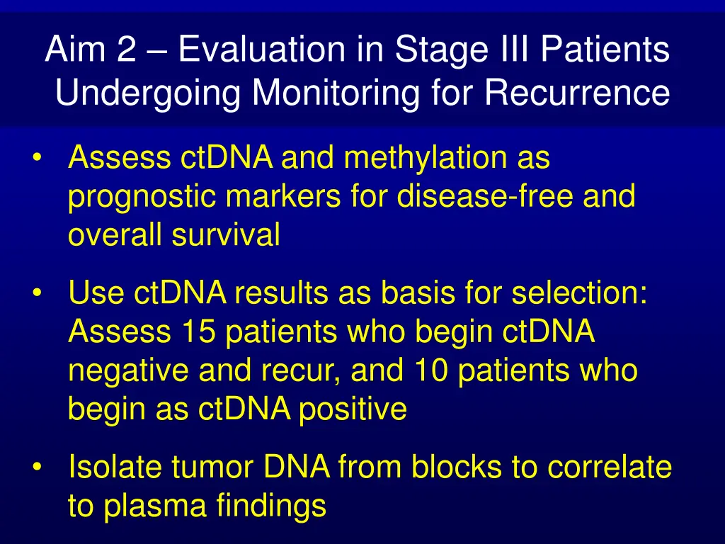 aim 2 evaluation in stage iii patients undergoing