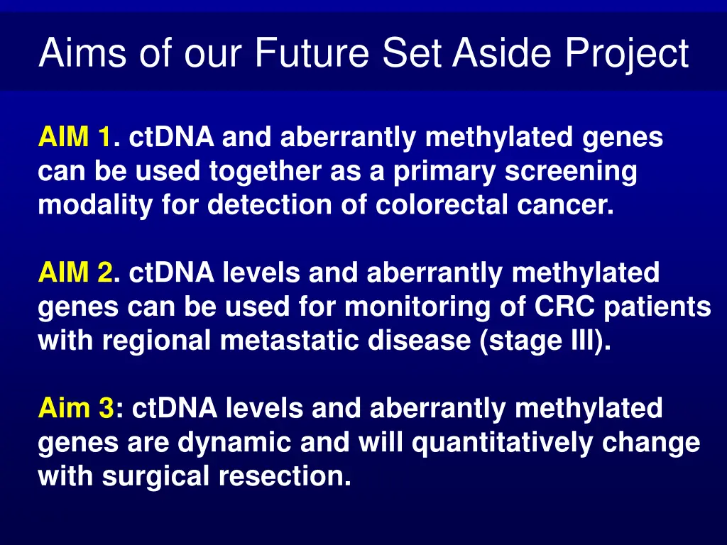 aims of our future set aside project