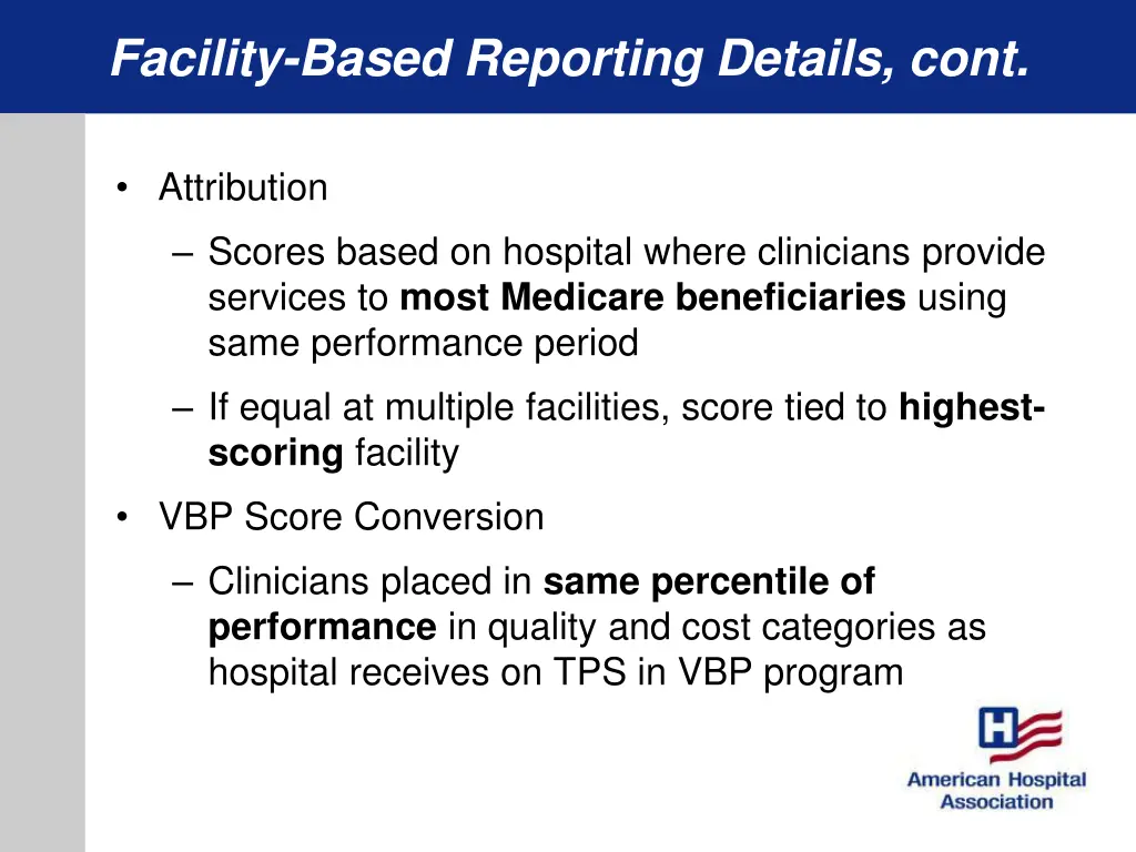 facility based reporting details cont