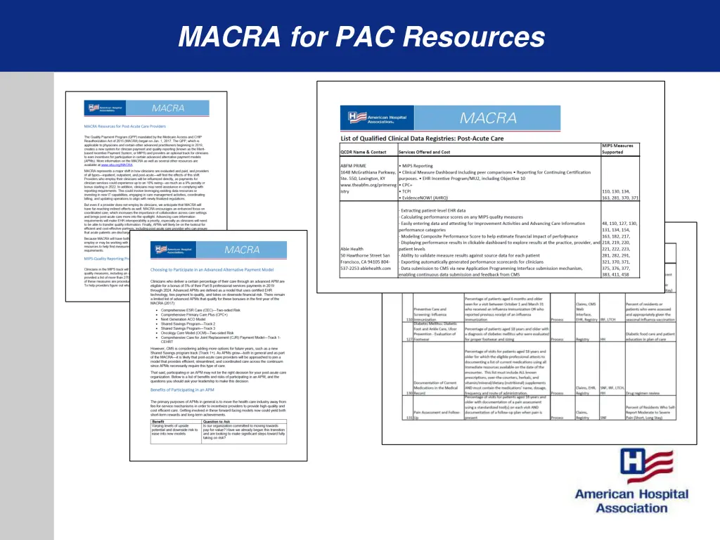 macra for pac resources