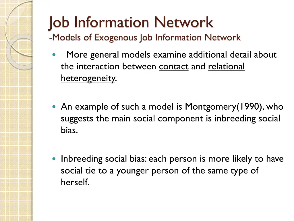 job information network models of exogenous 1